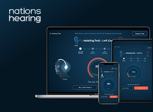 Nations Hearing's Virtual Care Web & Kiosk App mockups