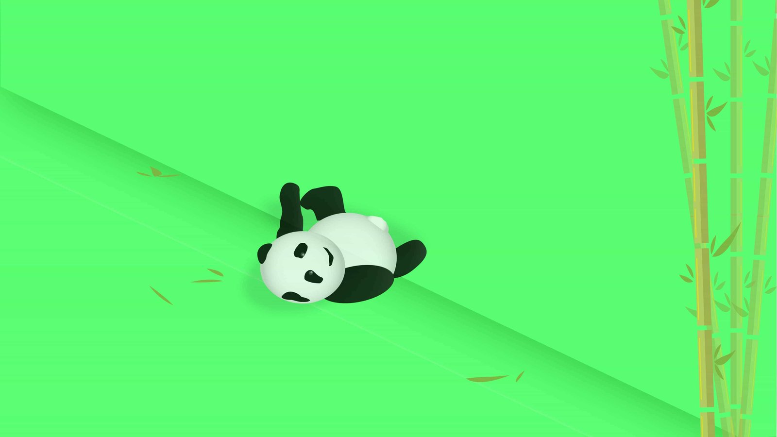 Cute panda rolling on the floor